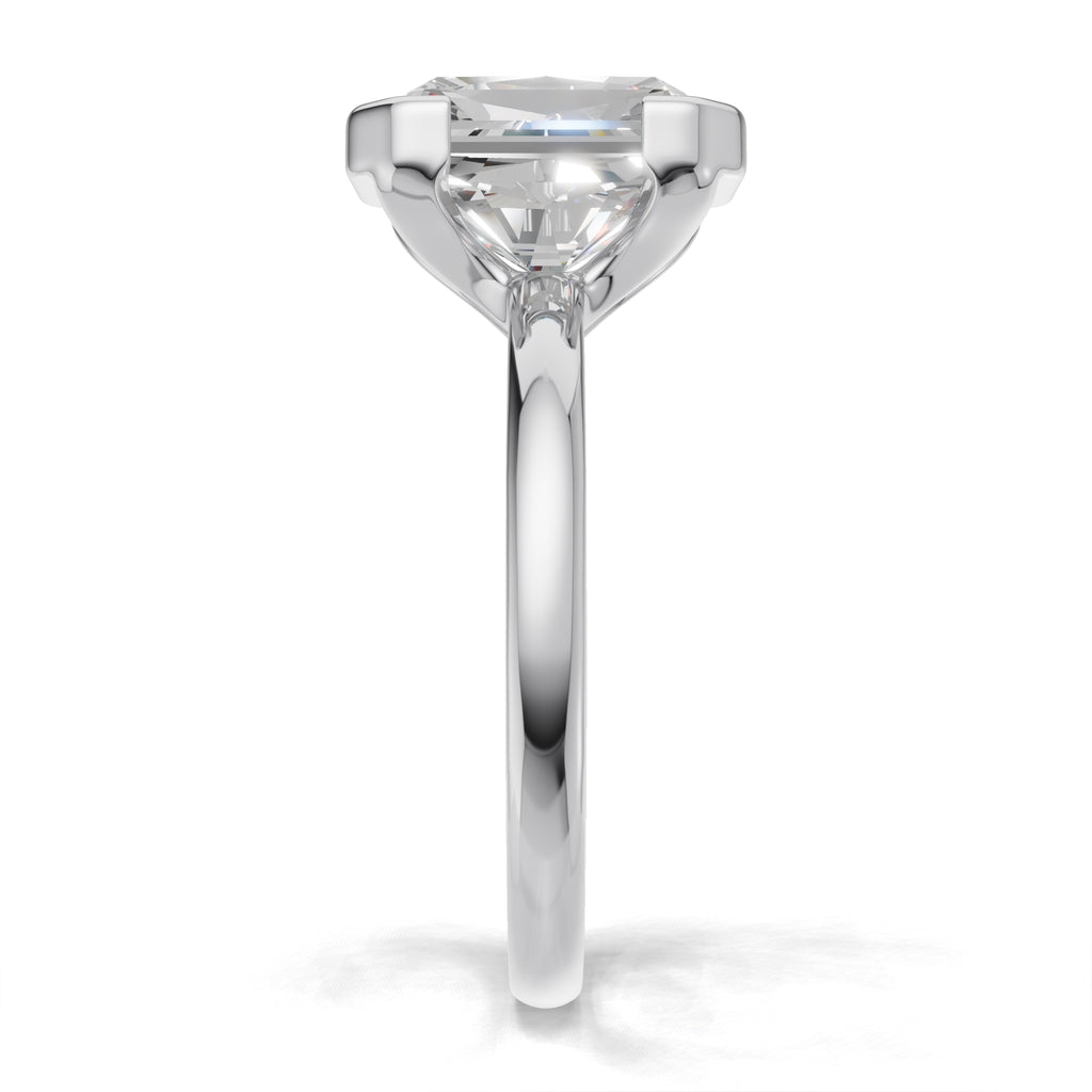 3 ct Lab Diamond Half-Bezel Ring, IGI Certified Lab Grown Diamond, Yellow Gold Solitaire 3ct White Gold Radiant