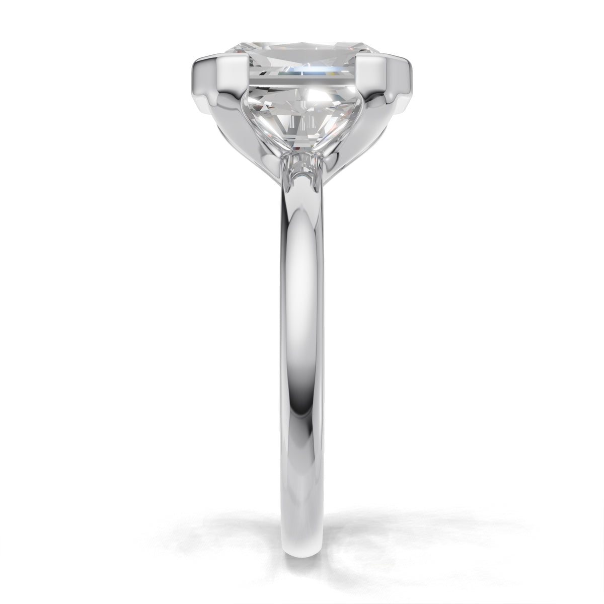 3 ct Lab Diamond Half-Bezel Ring, IGI Certified Lab Grown Diamond, Yellow Gold Solitaire 3ct White Gold Radiant