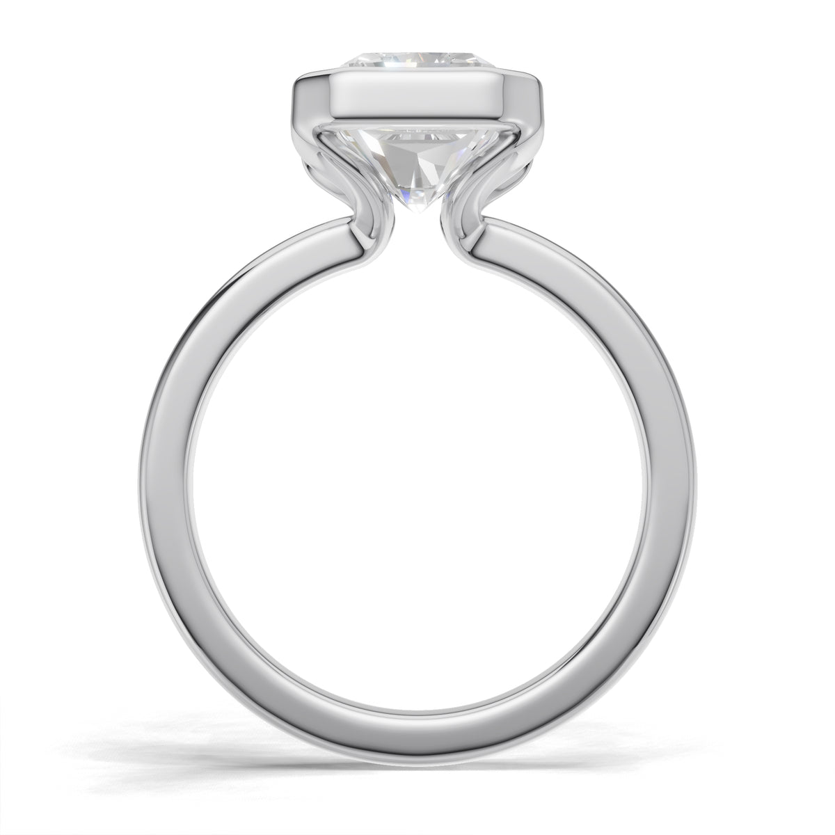 3 ct Lab Diamond Half-Bezel Ring, IGI Certified Lab Grown Diamond, Yellow Gold Solitaire 3ct White Gold Radiant