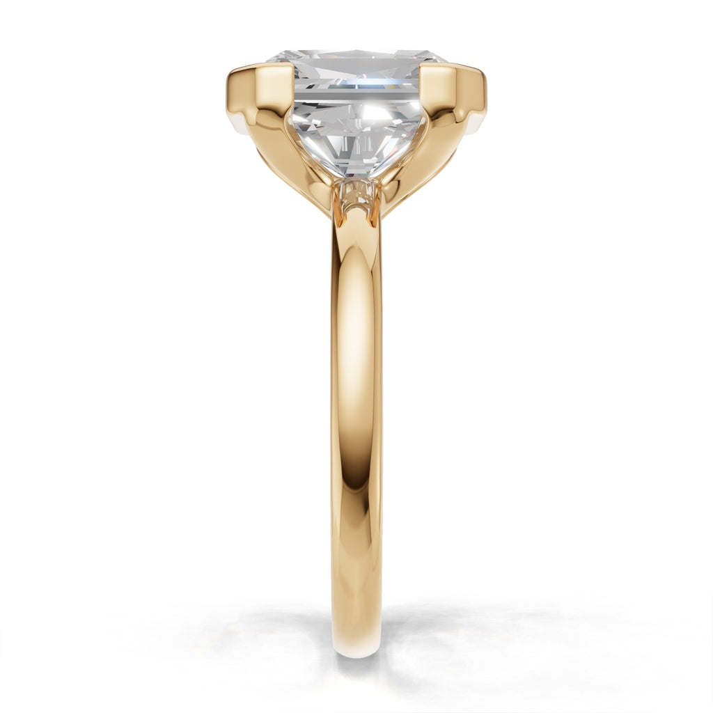 3 ct Lab Diamond Half-Bezel Ring, IGI Certified Lab Grown Diamond, Yellow Gold Solitaire 3ct Yellow Gold Radiant
