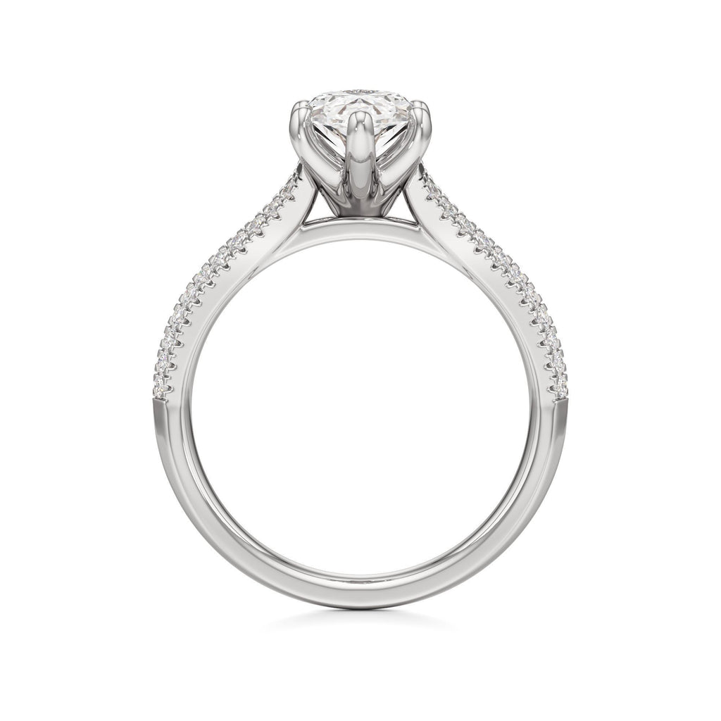 2 ct Split Shank Pavé Ring, IGI Certified Lab Grown Diamond, Four-Prong Solitaire 2ct White Gold Marquise