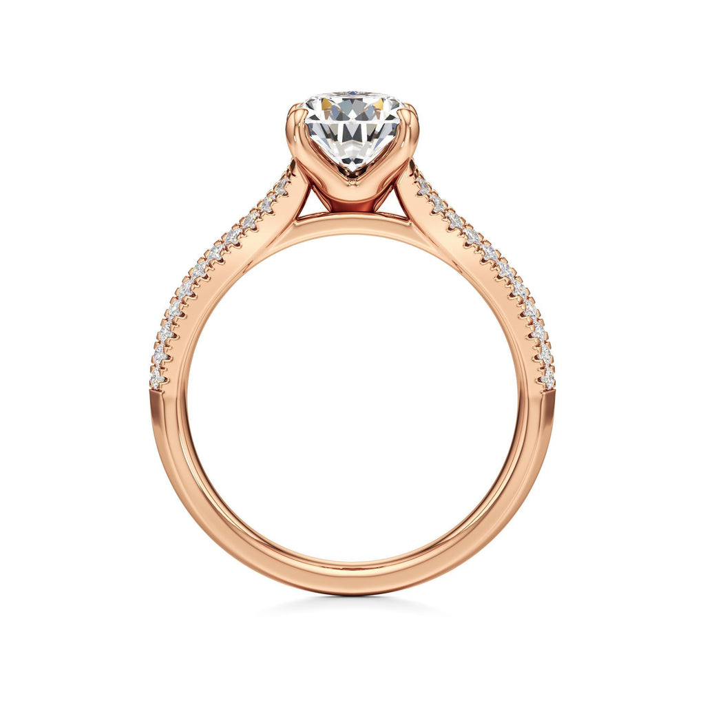 2 ct Split Shank Pavé Ring, IGI Certified Lab Grown Diamond, Four-Prong Solitaire 2ct Rose Gold Pear