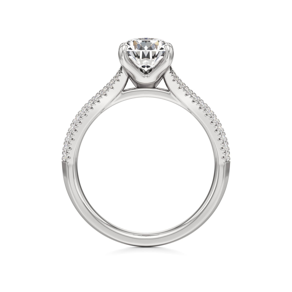 2 ct Split Shank Pavé Ring, IGI Certified Lab Grown Diamond, Four-Prong Solitaire 2ct White Gold Pear