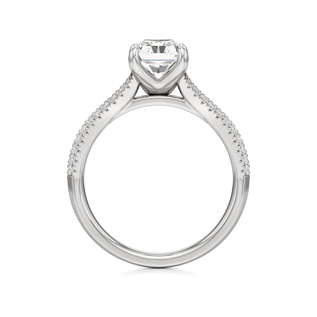 2 ct Split Shank Pavé Ring, IGI Certified Lab Grown Diamond, Four-Prong Solitaire 2ct White Gold Radiant
