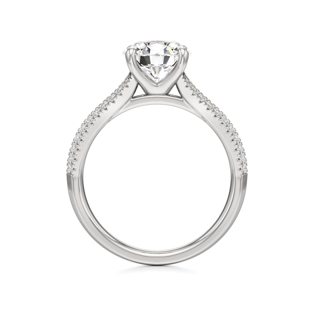 2 ct Split Shank Pavé Ring, IGI Certified Lab Grown Diamond, Four-Prong Solitaire 2ct White Gold Round
