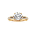 2 ct Split Shank Pavé Ring, IGI Certified Lab Grown Diamond, Four-Prong Solitaire 2ct Yellow Gold Round