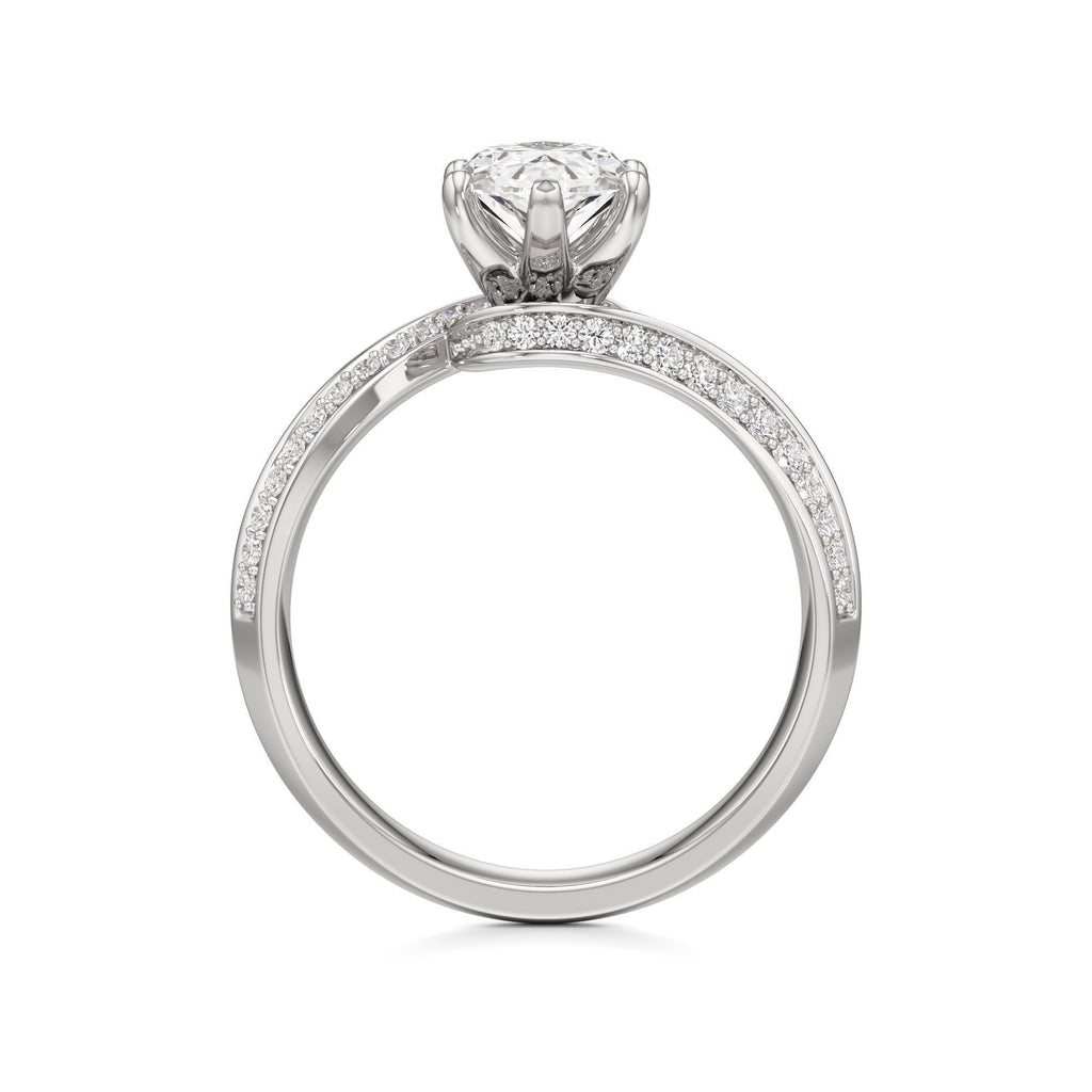 2.00 ct Swirl Engagement Ring, IGI Certified Lab Grown Diamond, Double Pavé Band 2ct White Gold Marquise