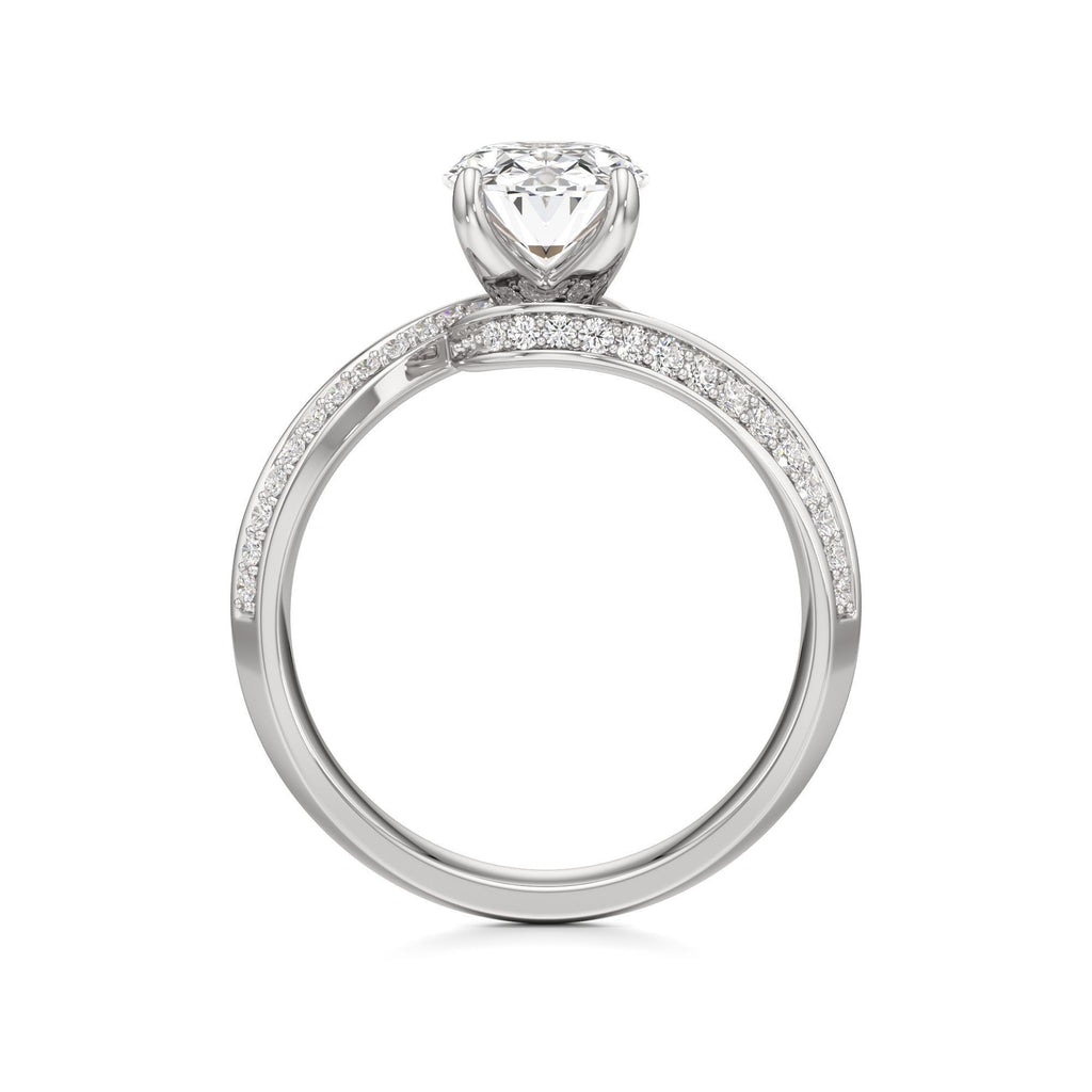 2.00 ct Swirl Engagement Ring, IGI Certified Lab Grown Diamond, Double Pavé Band 2ct White Gold Oval