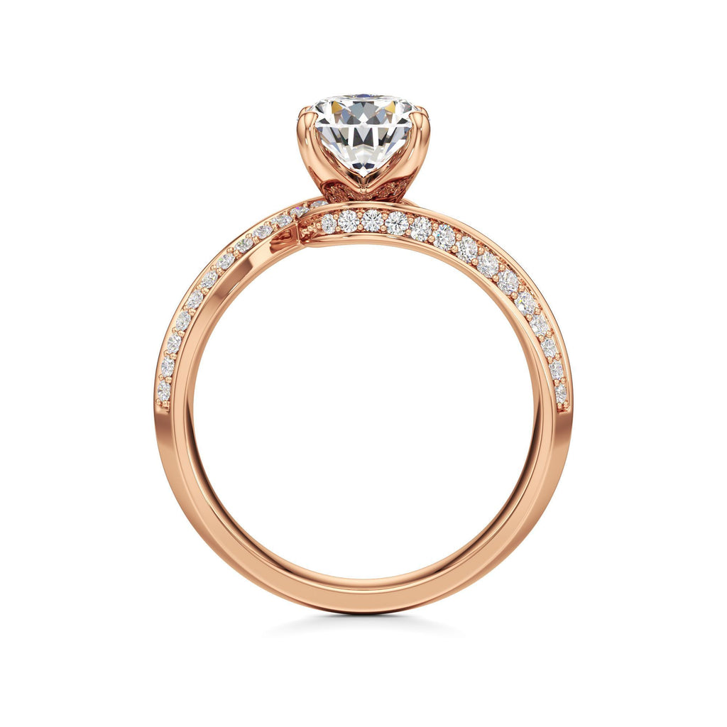 2.00 ct Swirl Engagement Ring, IGI Certified Lab Grown Diamond, Double Pavé Band 2ct Rose Gold Pear