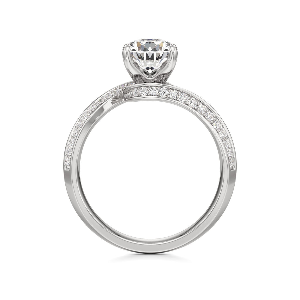 2.00 ct Swirl Engagement Ring, IGI Certified Lab Grown Diamond, Double Pavé Band 2ct White Gold Pear