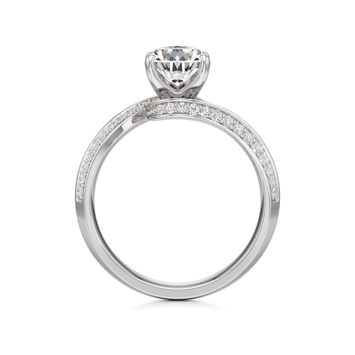 2.00 ct Swirl Engagement Ring, IGI Certified Lab Grown Diamond, Double Pavé Band 2ct White Gold Pear