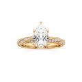 2.00 ct Twisted Pavé Ring, IGI Certified Lab Grown Diamond, Woven Solitaire 2ct Yellow Gold Pear