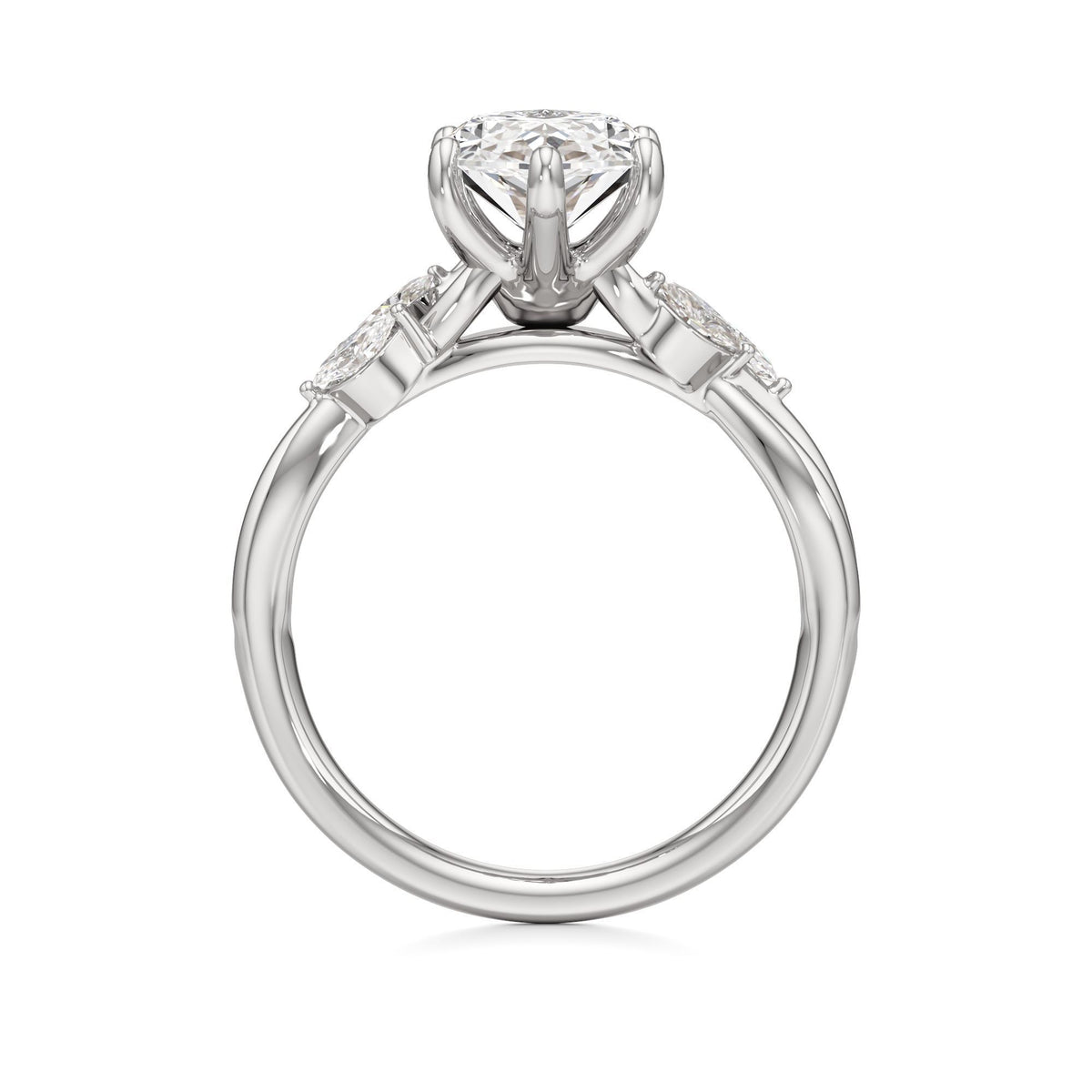 3.00 ct East-West Floral Ring, IGI Certified Lab Grown Diamond, Split Shank Solitaire 3ct White Gold Marquise