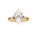 3.00 ct East-West Floral Ring, IGI Certified Lab Grown Diamond, Split Shank Solitaire 3ct Yellow Gold Marquise