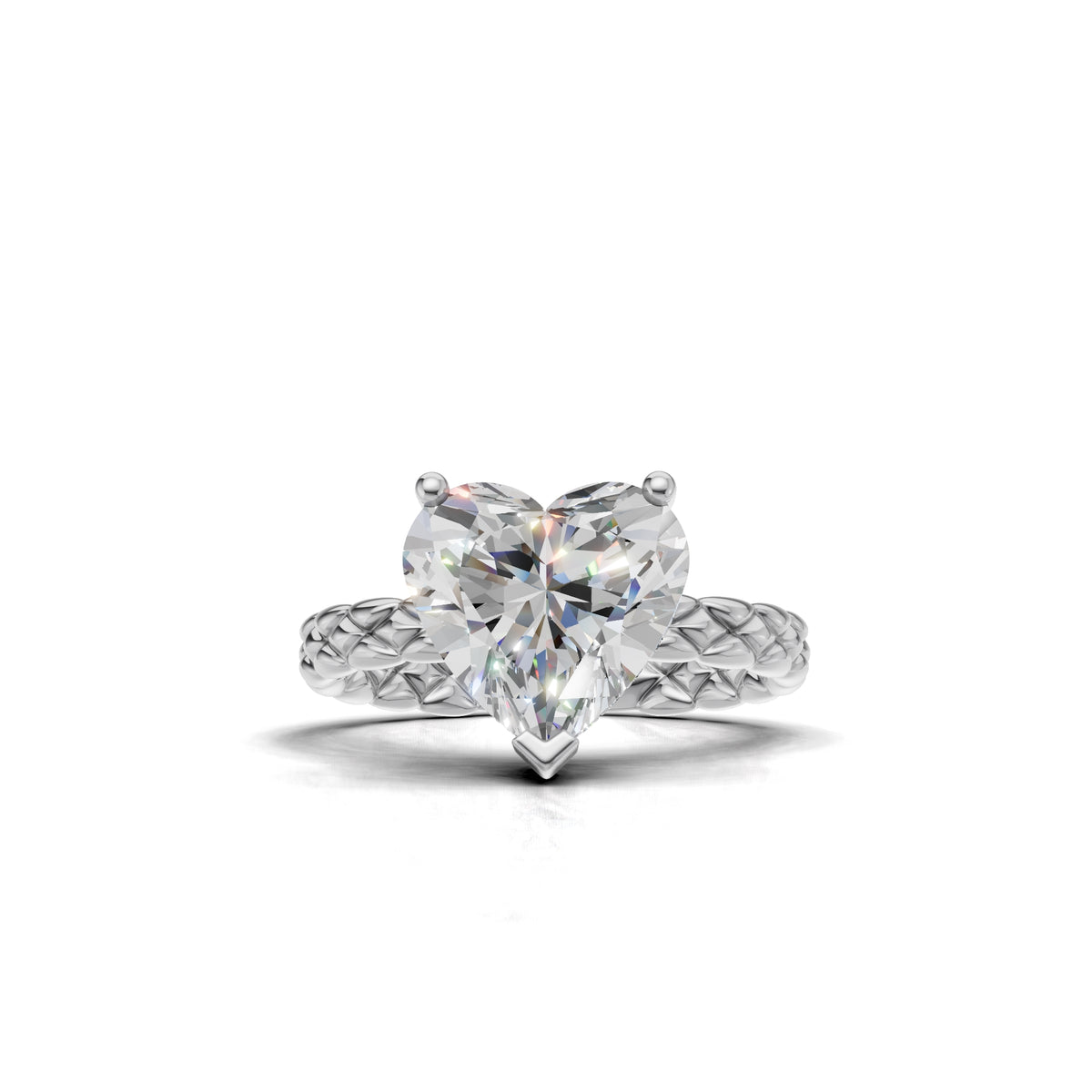 3.00 ct Golden Spiga Ring, IGI Certified Lab Grown Diamond, Intricate Braid Design 3ct White Gold Heart