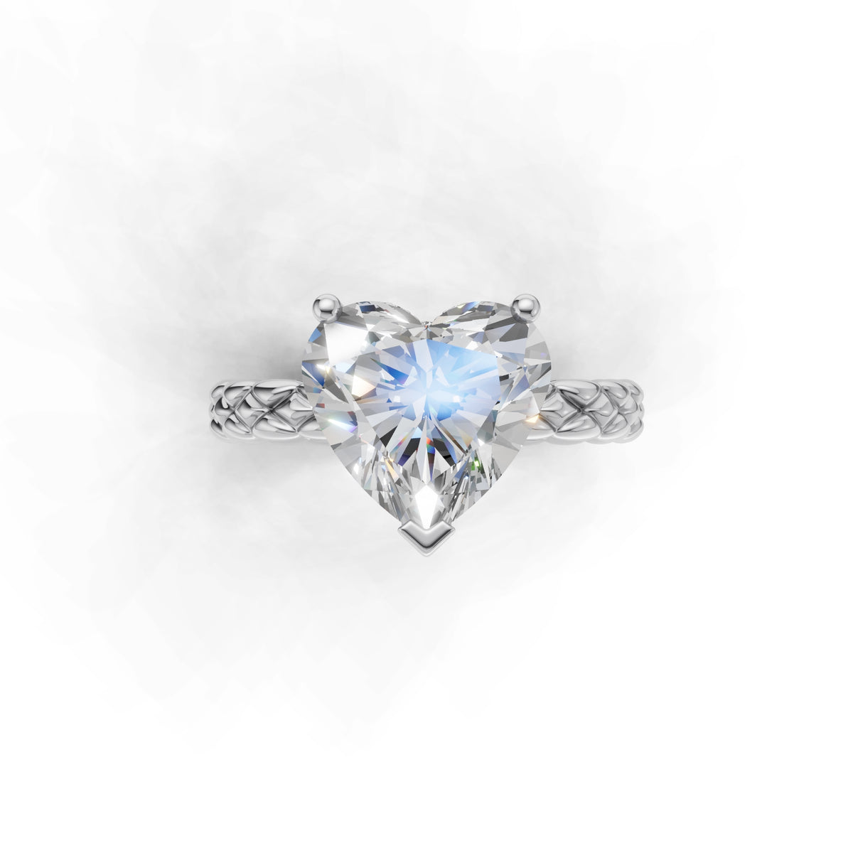 3.00 ct Golden Spiga Ring, IGI Certified Lab Grown Diamond, Intricate Braid Design 3ct White Gold Heart