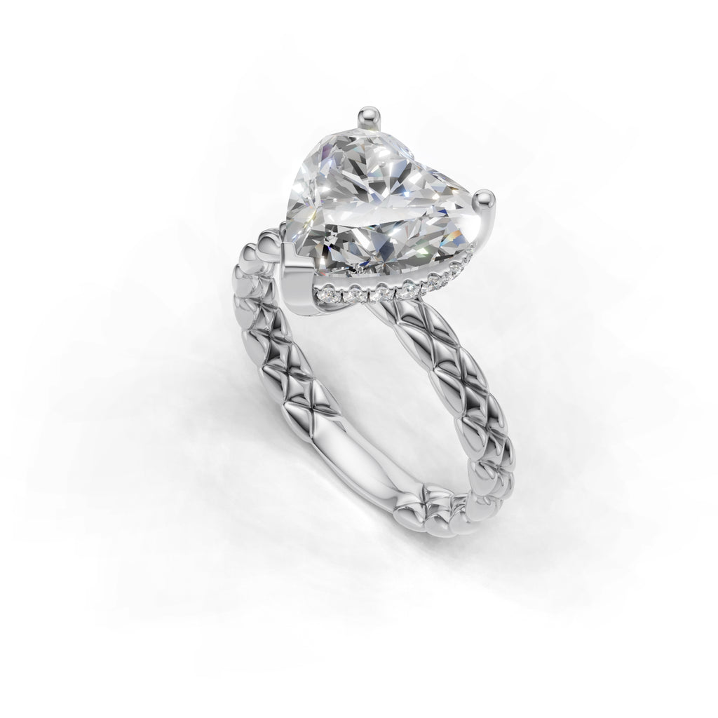 3.00 ct Golden Spiga Ring, IGI Certified Lab Grown Diamond, Intricate Braid Design 3ct White Gold Heart