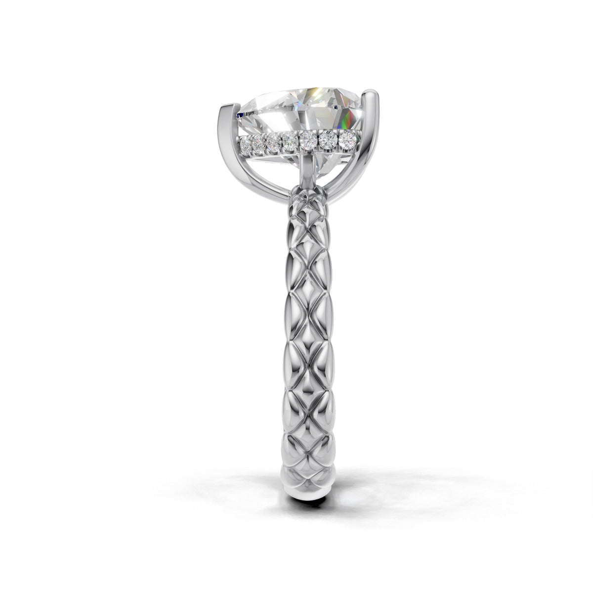 3.00 ct Golden Spiga Ring, IGI Certified Lab Grown Diamond, Intricate Braid Design 3ct White Gold Heart