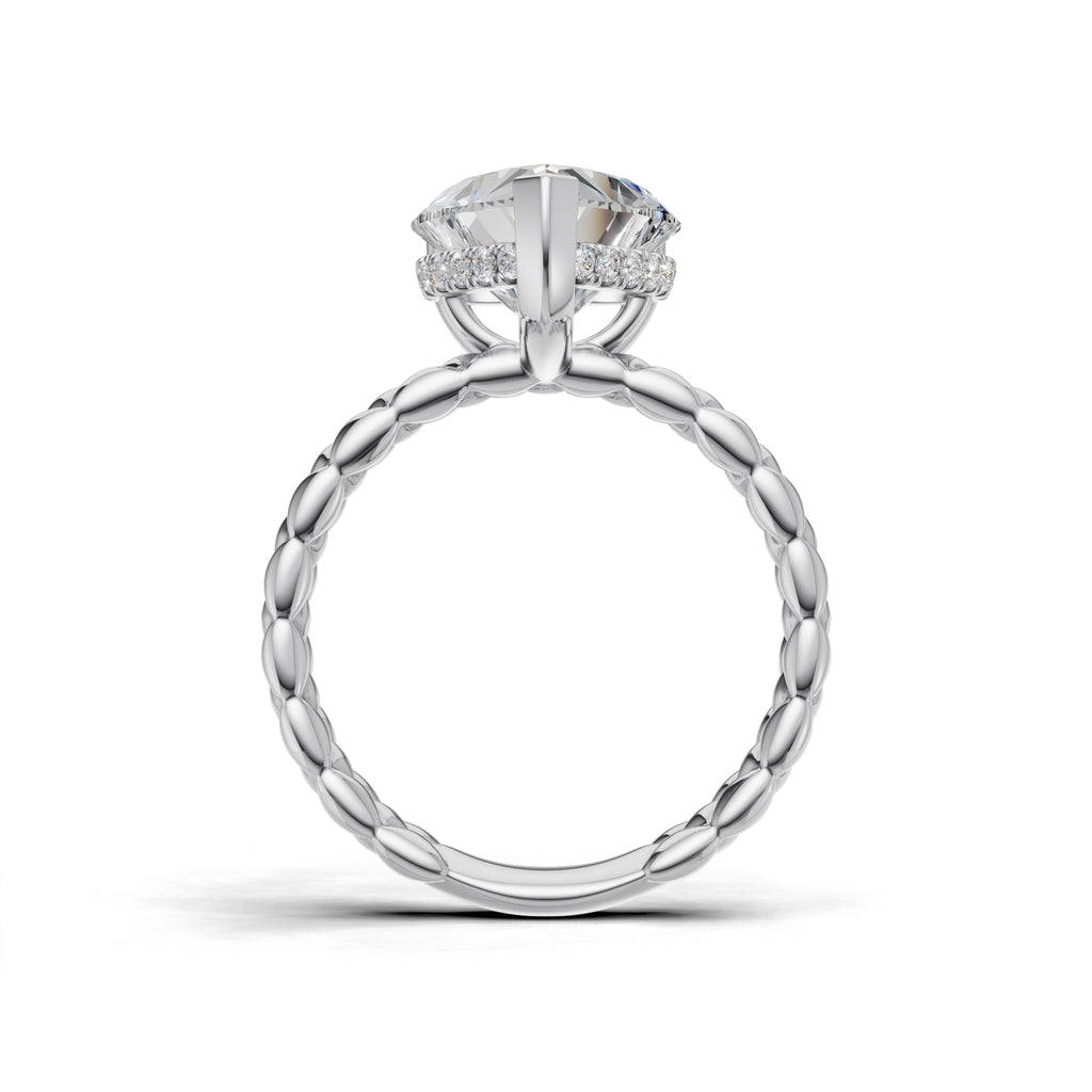 3.00 ct Golden Spiga Ring, IGI Certified Lab Grown Diamond, Intricate Braid Design 3ct White Gold Heart