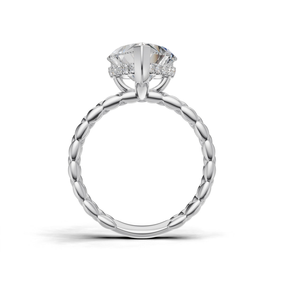 3.00 ct Golden Spiga Ring, IGI Certified Lab Grown Diamond, Intricate Braid Design 3ct White Gold Heart