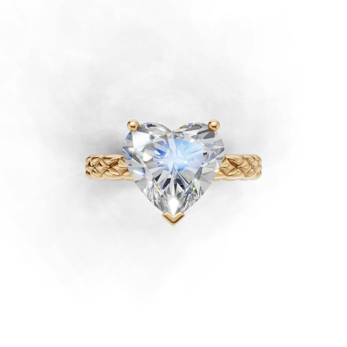 3.00 ct Golden Spiga Ring, IGI Certified Lab Grown Diamond, Intricate Braid Design 3ct Yellow Gold Heart