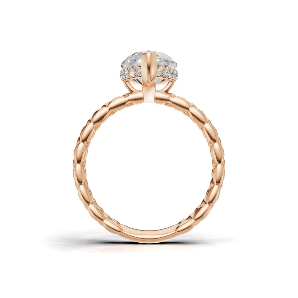 3.00 ct Golden Spiga Ring, IGI Certified Lab Grown Diamond, Intricate Braid Design 3ct Rose Gold Marquise
