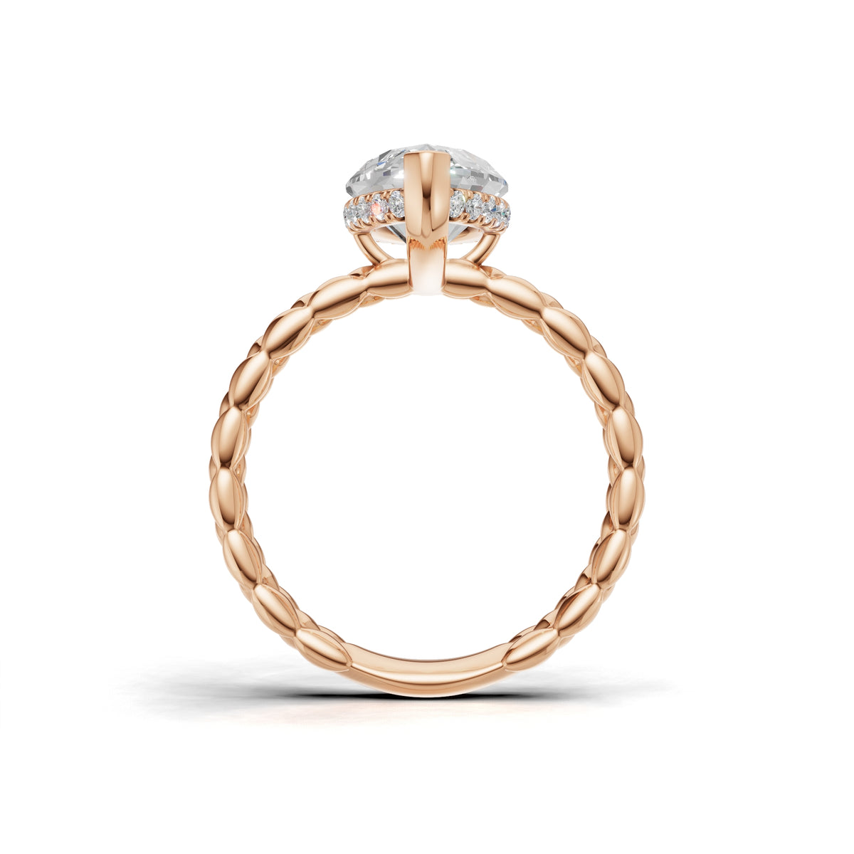 3.00 ct Golden Spiga Ring, IGI Certified Lab Grown Diamond, Intricate Braid Design 3ct Rose Gold Marquise