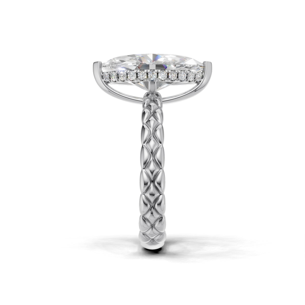 3.00 ct Golden Spiga Ring, IGI Certified Lab Grown Diamond, Intricate Braid Design 3ct White Gold Marquise