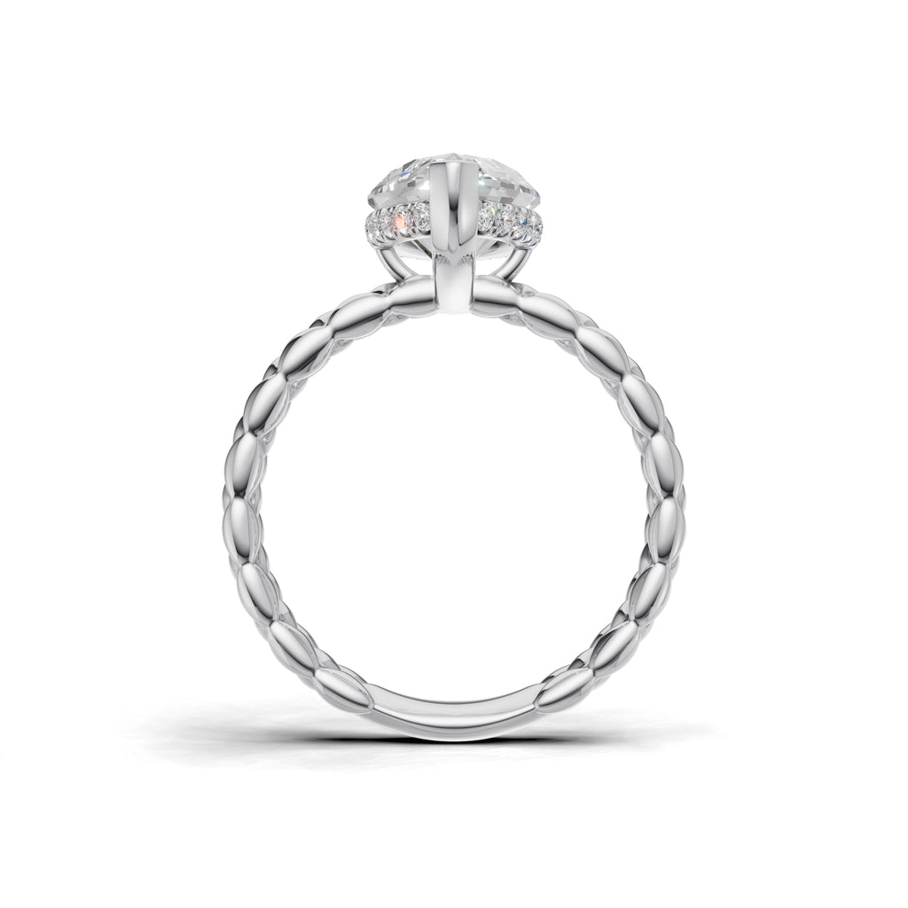 3.00 ct Golden Spiga Ring, IGI Certified Lab Grown Diamond, Intricate Braid Design 3ct White Gold Marquise