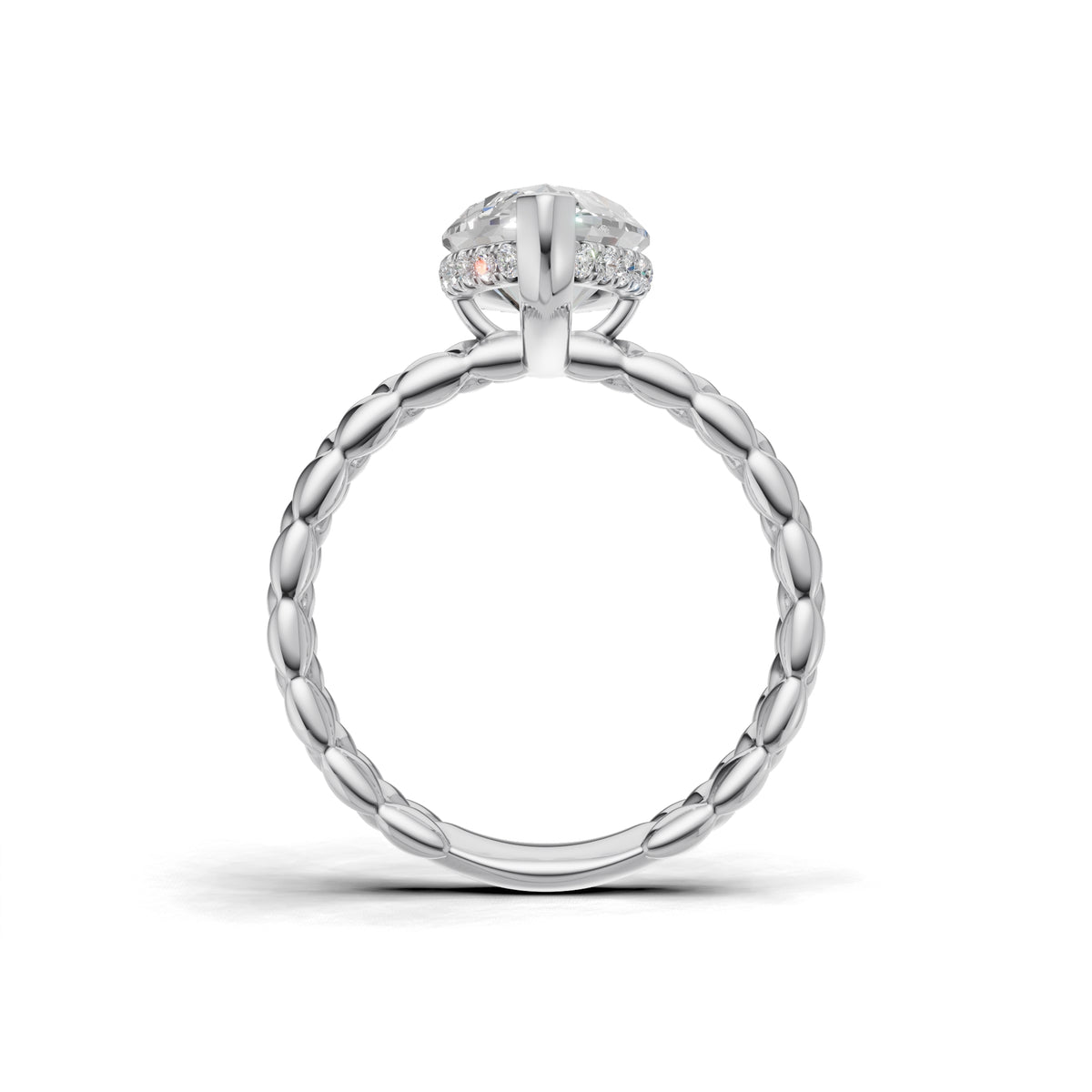 3.00 ct Golden Spiga Ring, IGI Certified Lab Grown Diamond, Intricate Braid Design 3ct White Gold Marquise