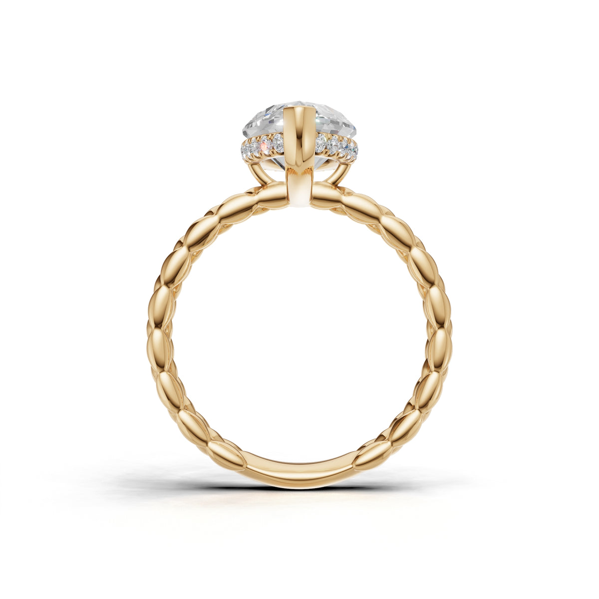 3.00 ct Golden Spiga Ring, IGI Certified Lab Grown Diamond, Intricate Braid Design 3ct Yellow Gold Marquise