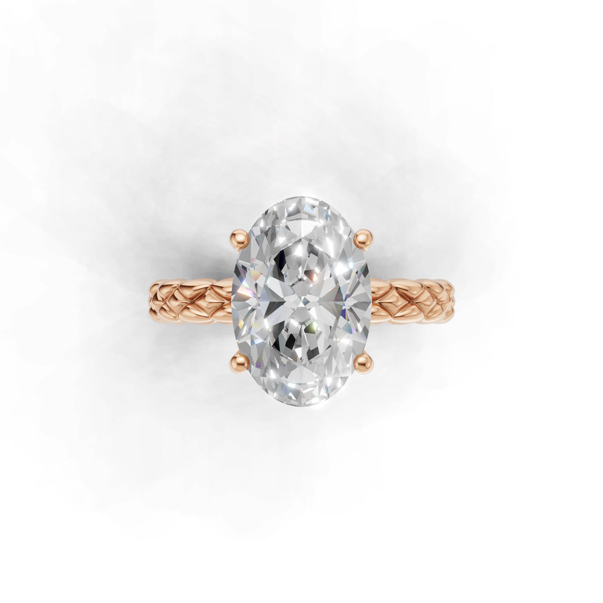3.00 ct Golden Spiga Ring, IGI Certified Lab Grown Diamond, Intricate Braid Design 3ct Rose Gold Oval