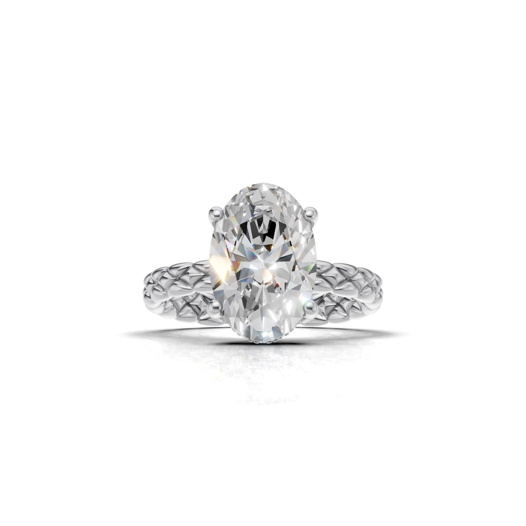 3.00 ct Golden Spiga Ring, IGI Certified Lab Grown Diamond, Intricate Braid Design 3ct White Gold Oval