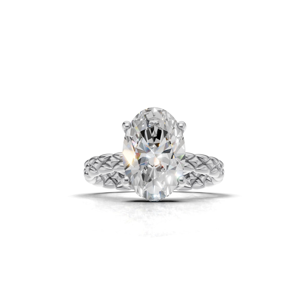 3.00 ct Golden Spiga Ring, IGI Certified Lab Grown Diamond, Intricate Braid Design 3ct White Gold Oval