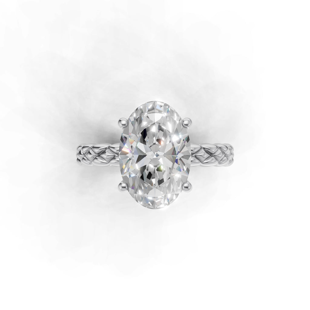 3.00 ct Golden Spiga Ring, IGI Certified Lab Grown Diamond, Intricate Braid Design 3ct White Gold Oval