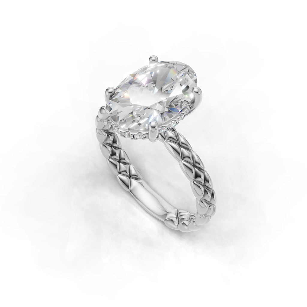 3.00 ct Golden Spiga Ring, IGI Certified Lab Grown Diamond, Intricate Braid Design 3ct White Gold Oval