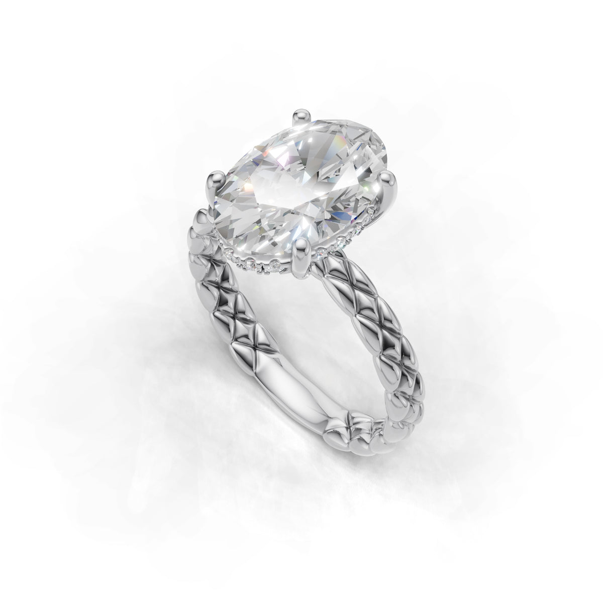 3.00 ct Golden Spiga Ring, IGI Certified Lab Grown Diamond, Intricate Braid Design 3ct White Gold Oval