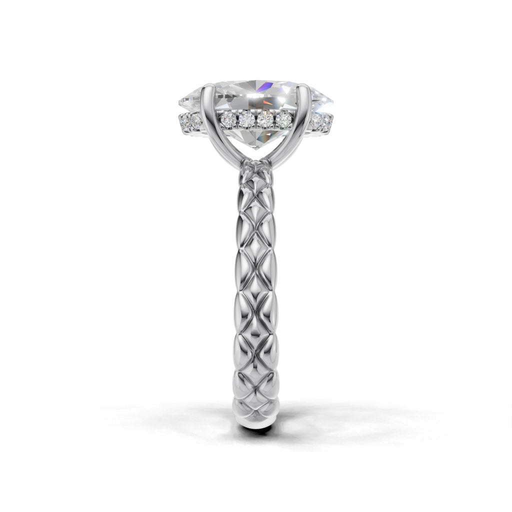 3.00 ct Golden Spiga Ring, IGI Certified Lab Grown Diamond, Intricate Braid Design 3ct White Gold Oval