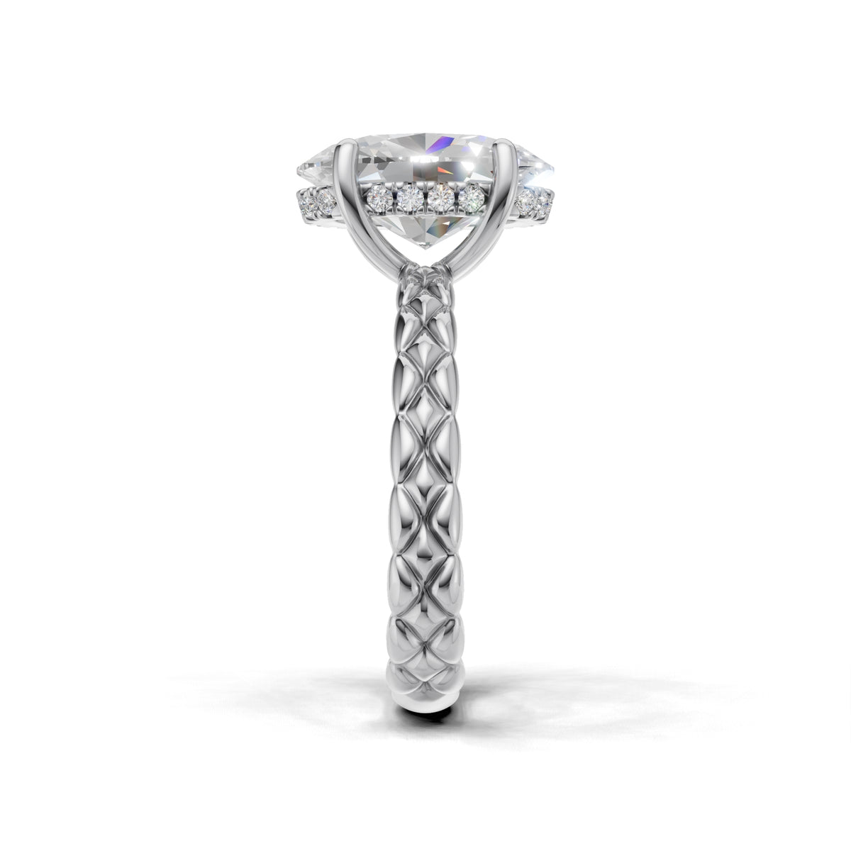 3.00 ct Golden Spiga Ring, IGI Certified Lab Grown Diamond, Intricate Braid Design 3ct White Gold Oval