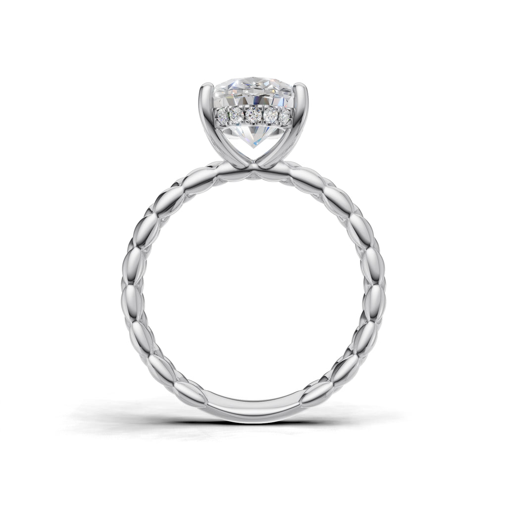 3.00 ct Golden Spiga Ring, IGI Certified Lab Grown Diamond, Intricate Braid Design 3ct White Gold Oval