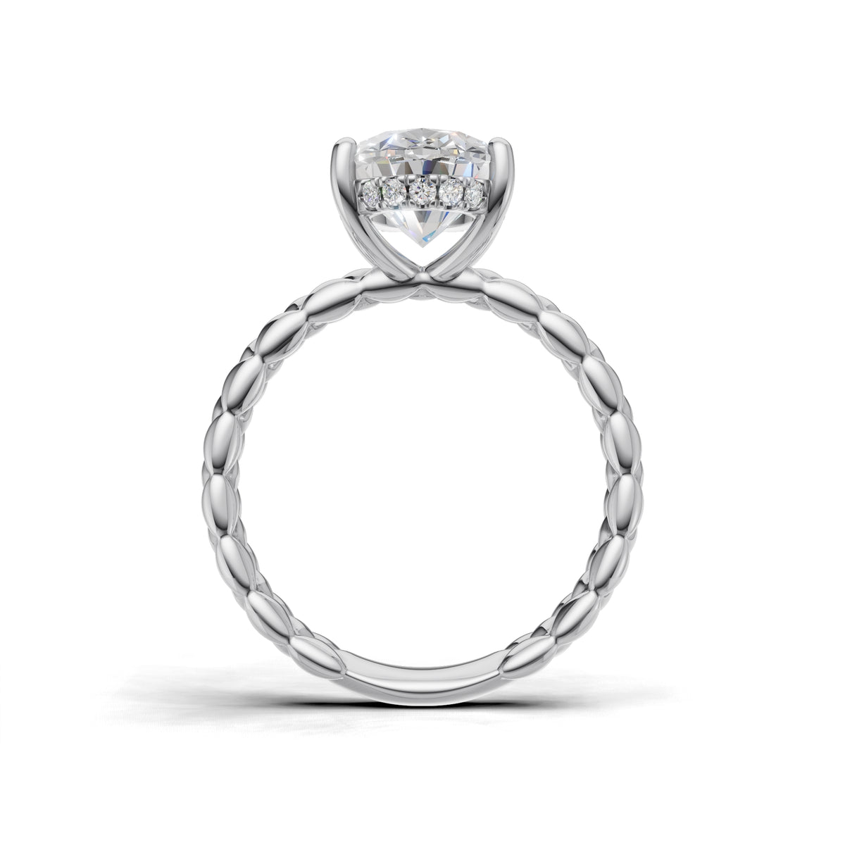 3.00 ct Golden Spiga Ring, IGI Certified Lab Grown Diamond, Intricate Braid Design 3ct White Gold Oval