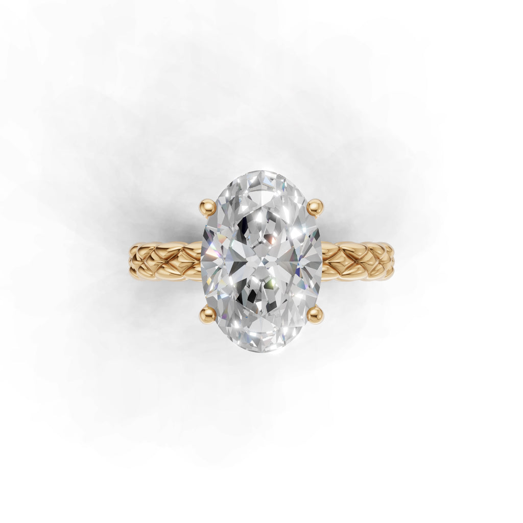 3.00 ct Golden Spiga Ring, IGI Certified Lab Grown Diamond, Intricate Braid Design 3ct Yellow Gold Oval