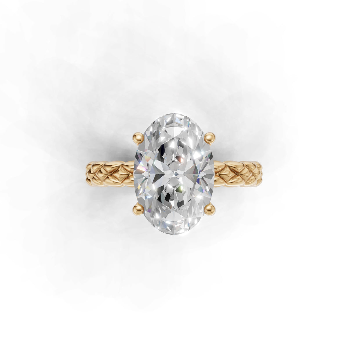 3.00 ct Golden Spiga Ring, IGI Certified Lab Grown Diamond, Intricate Braid Design 3ct Yellow Gold Oval