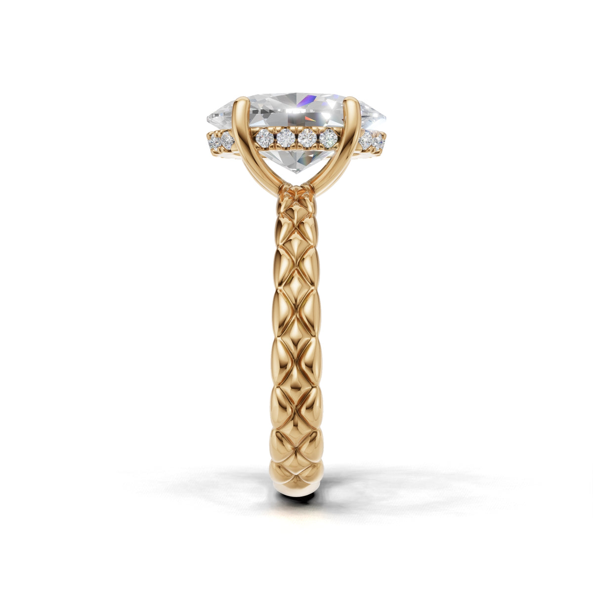 3.00 ct Golden Spiga Ring, IGI Certified Lab Grown Diamond, Intricate Braid Design 3ct Yellow Gold Oval