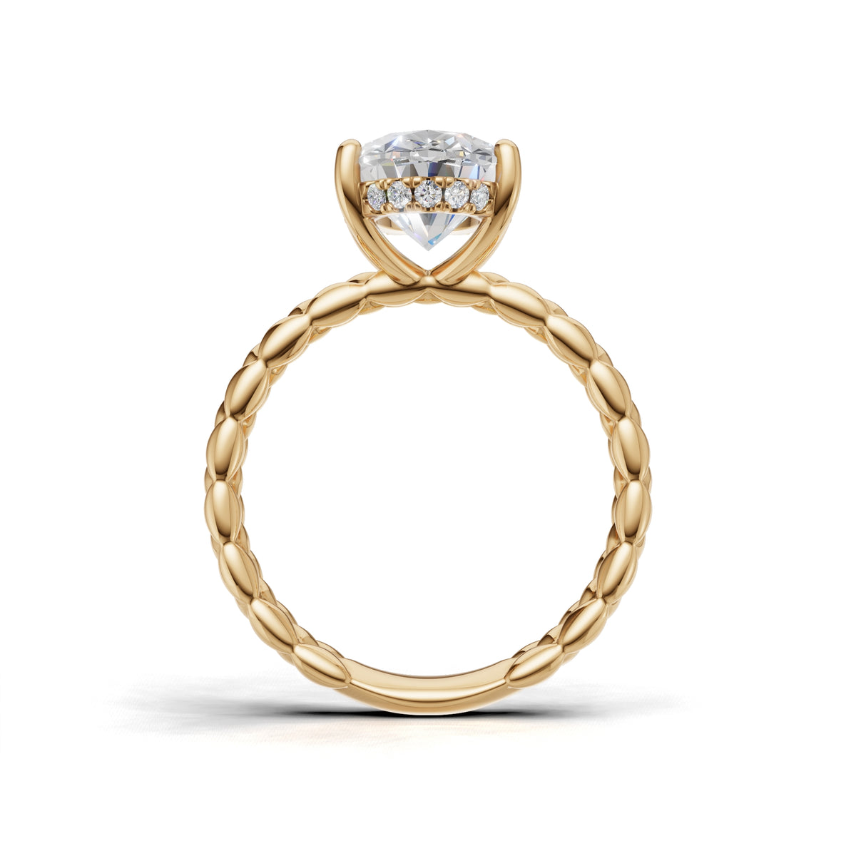 3.00 ct Golden Spiga Ring, IGI Certified Lab Grown Diamond, Intricate Braid Design 3ct Yellow Gold Oval
