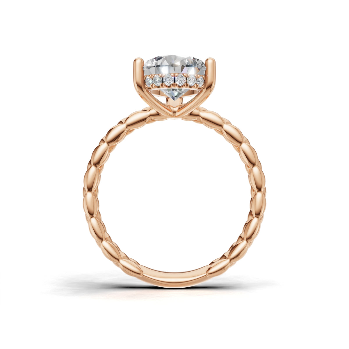 3.00 ct Golden Spiga Ring, IGI Certified Lab Grown Diamond, Intricate Braid Design 3ct Rose Gold Pear