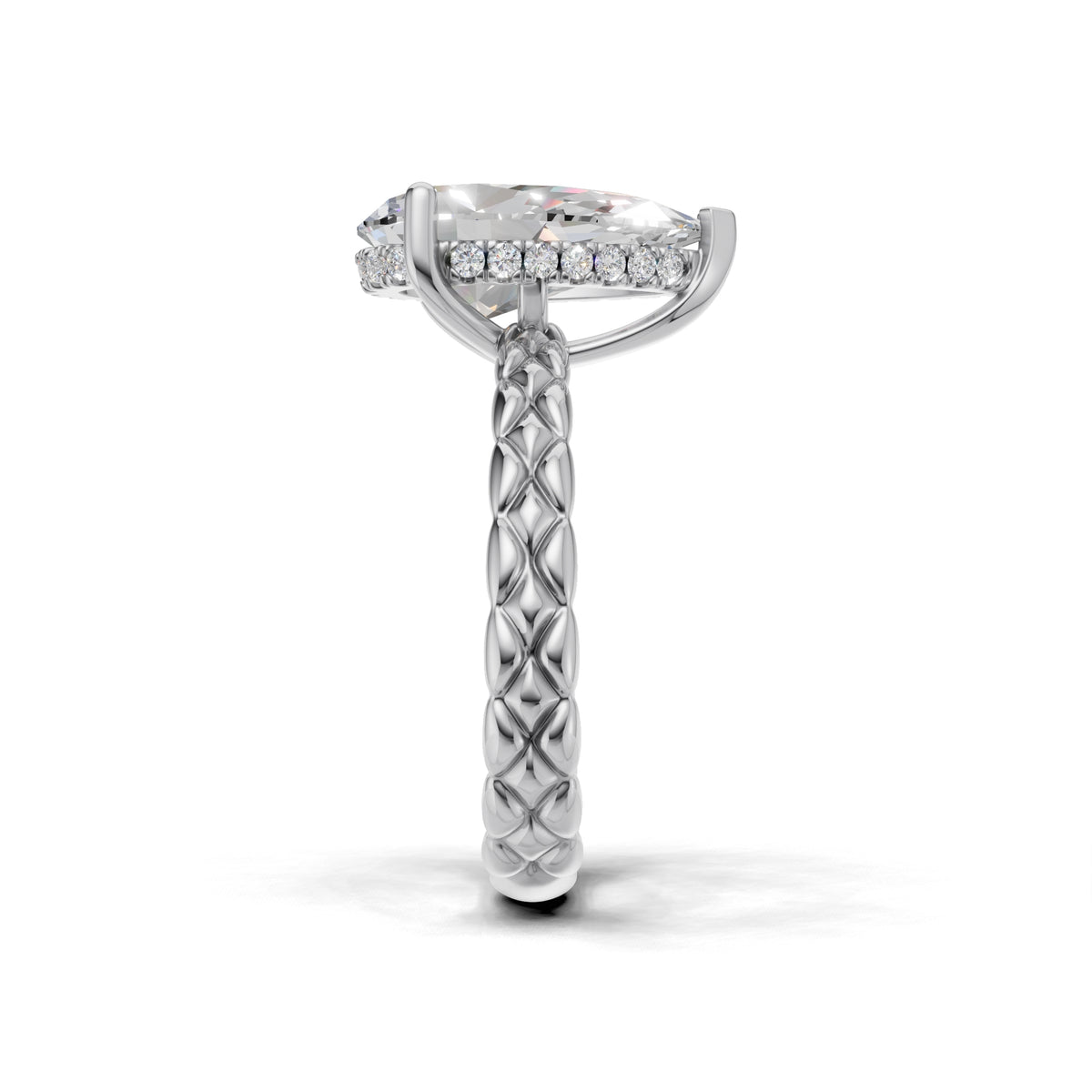 3.00 ct Golden Spiga Ring, IGI Certified Lab Grown Diamond, Intricate Braid Design 3ct White Gold Pear