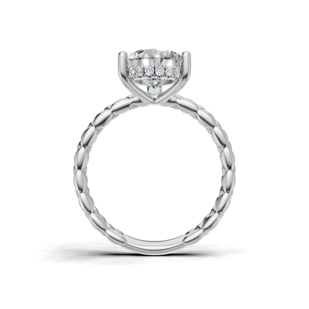 3.00 ct Golden Spiga Ring, IGI Certified Lab Grown Diamond, Intricate Braid Design 3ct White Gold Pear