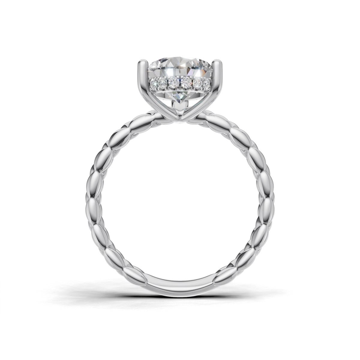 3.00 ct Golden Spiga Ring, IGI Certified Lab Grown Diamond, Intricate Braid Design 3ct White Gold Pear