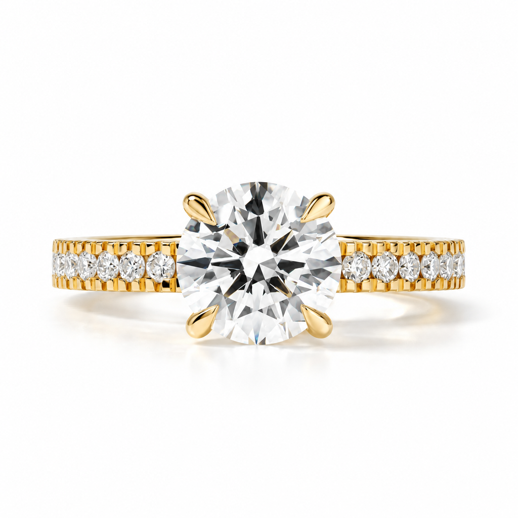 2.00 ct The Aurelia Round Pavé Ring 2ct Yellow Gold